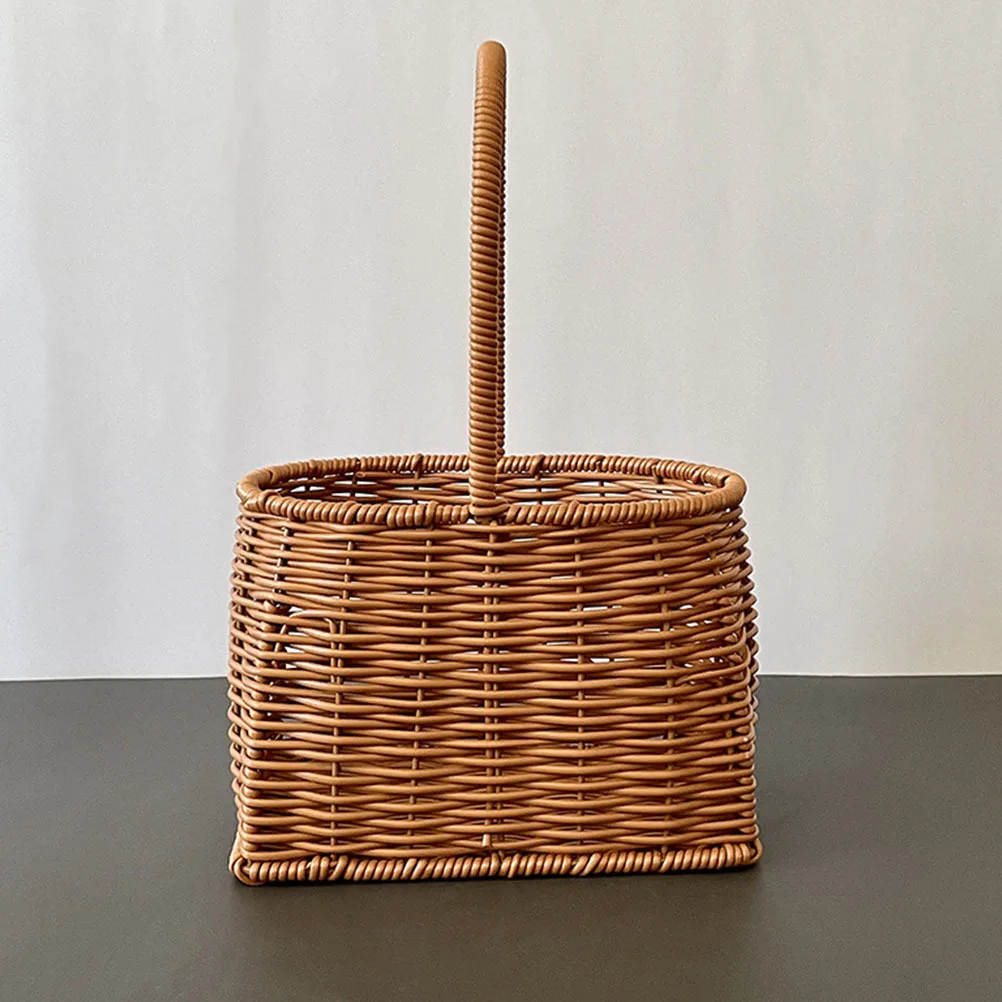 

Rattan Woven Storage With Handle Handmade Natural Fruit Snack Organizer Basket For Picnic Wedding Baby Shower Gift