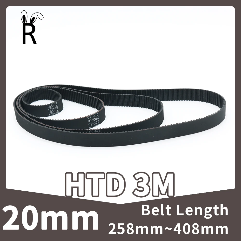 Timing Belt Width 20mm HTD 3M Pitch 3mm Length 258mm~408mm Number Of 86Teeth~136Teeth HTD3M Closed Loop Rubber Synchronous Belt