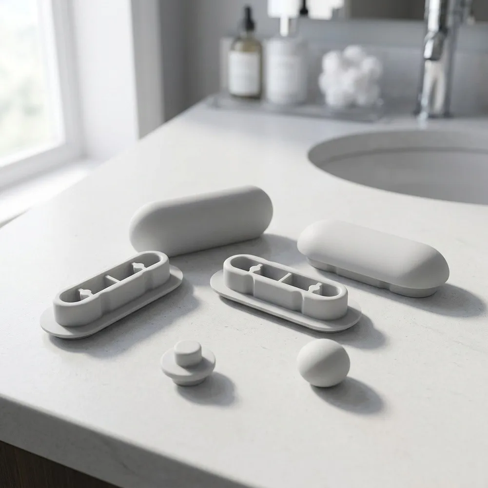 Bumpers for Wooden Toilet Seats 6 Piece TPE Set with Shape Variety to Accommodate Different Lid Mounting Requirements