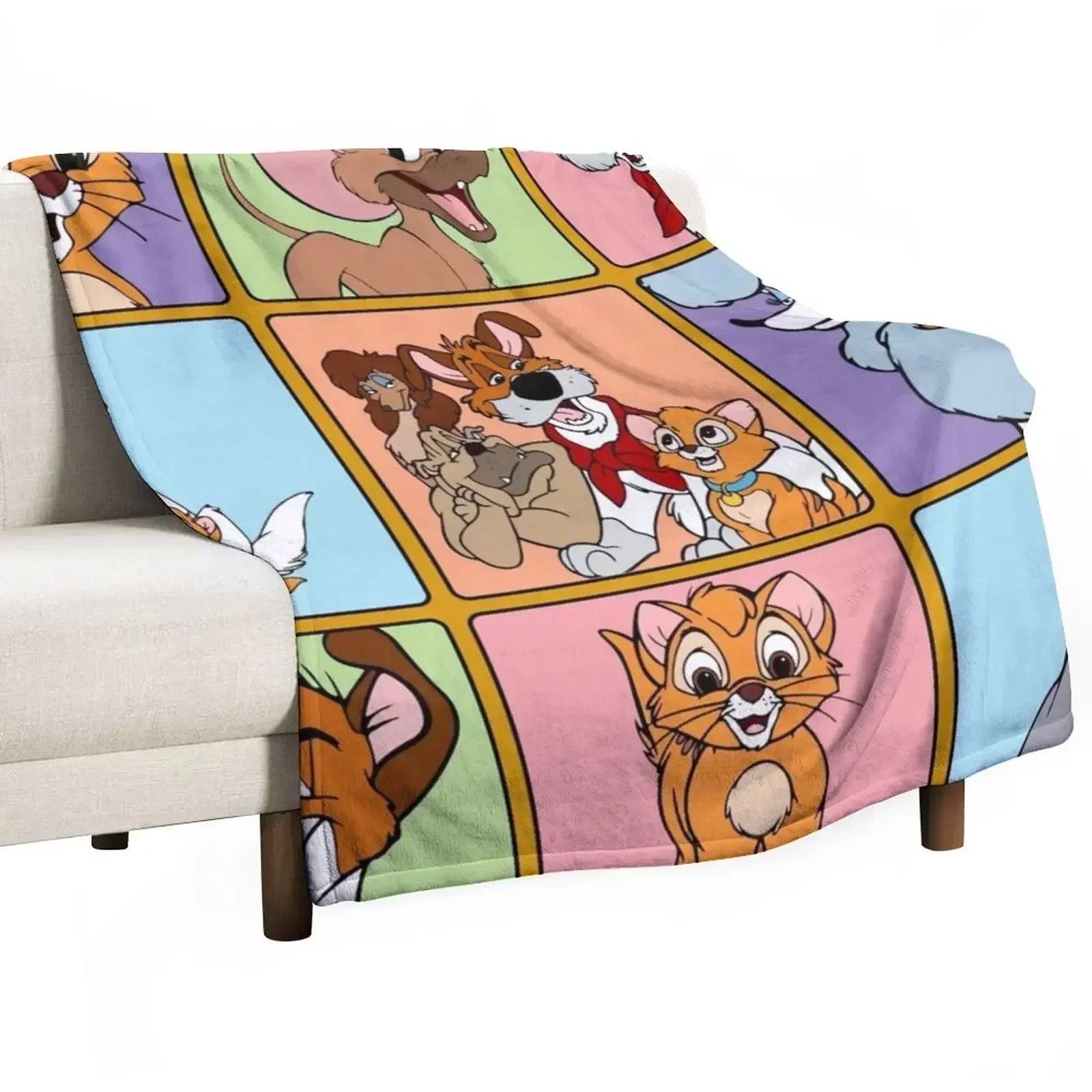 New Oliver and Dodger multiple squares Throw Blanket Soft Plush Plaid warm winter Furry Blankets