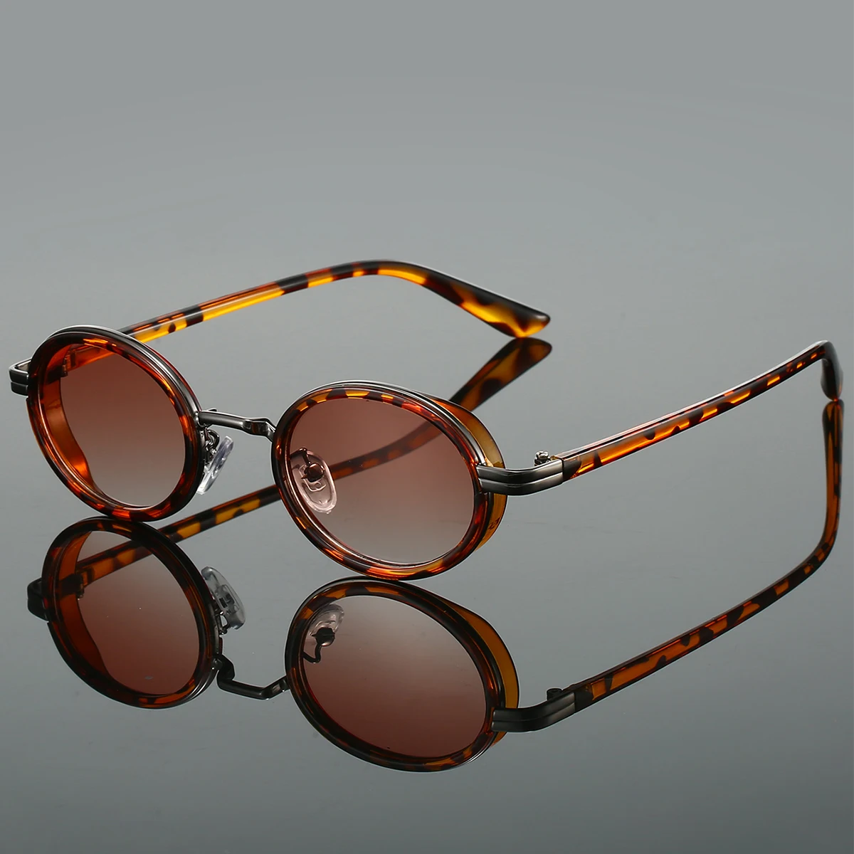KAMMPT Vintage Punk Sunglasses 2024 New Fashion Oval Metal Gradient Sun Glasses Ins Trendy Luxury Brand Design Stylish Shades