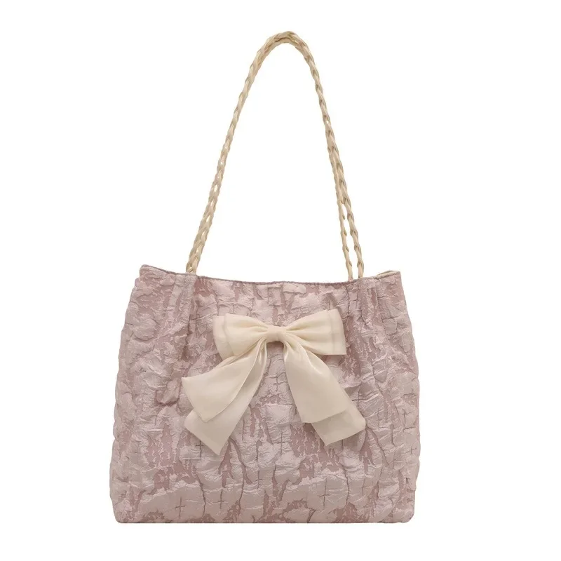 

2025 Unique Bow Design Women's Shoulder Bag - Color Block Tote Purse - Stylish Casual Handbag for Daily Outings
