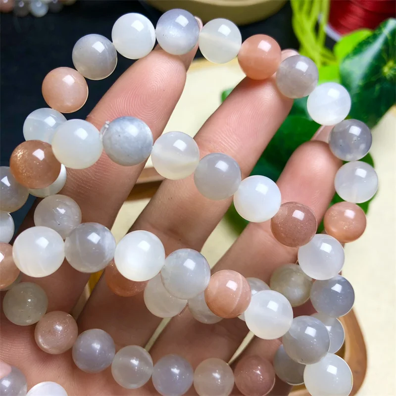 Natural Sun And Moon Stone Bracelet Fashion Energy Stone Reiki Healing Crystal Strand Fengshui Gift 1PCS 8/10/11MM