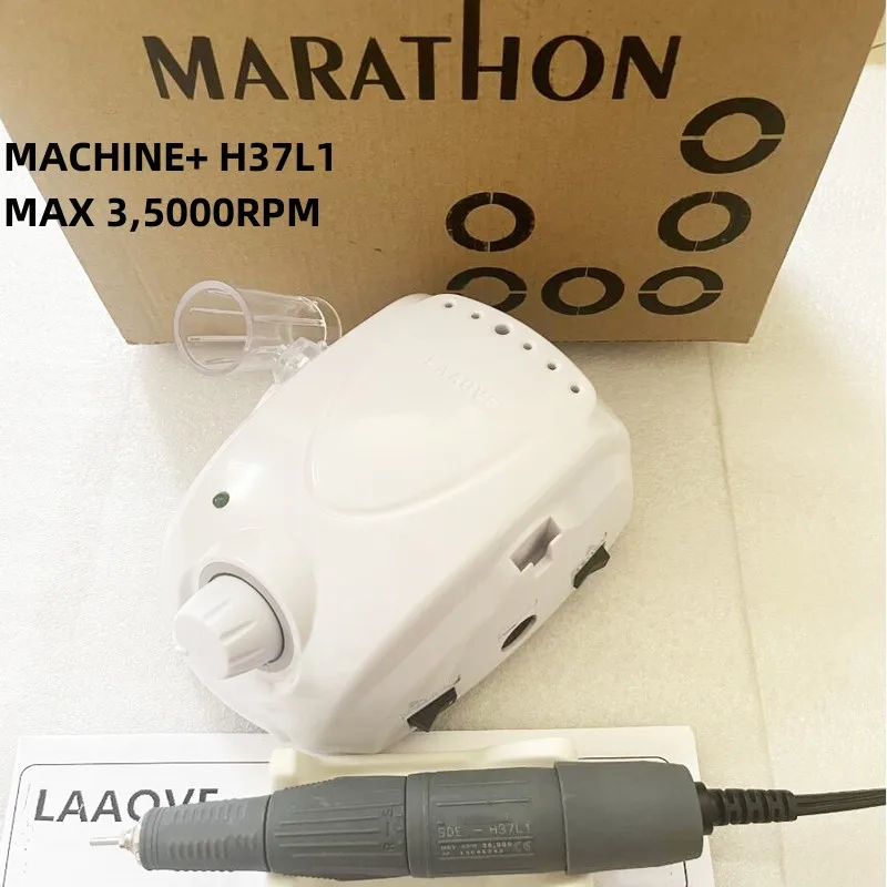 MARATHON Champion-caja de Control de 65W, taladro eléctrico de uñas con mango de alta calidad, 35000RPM, máquina de pulido, juego de manicura, 3