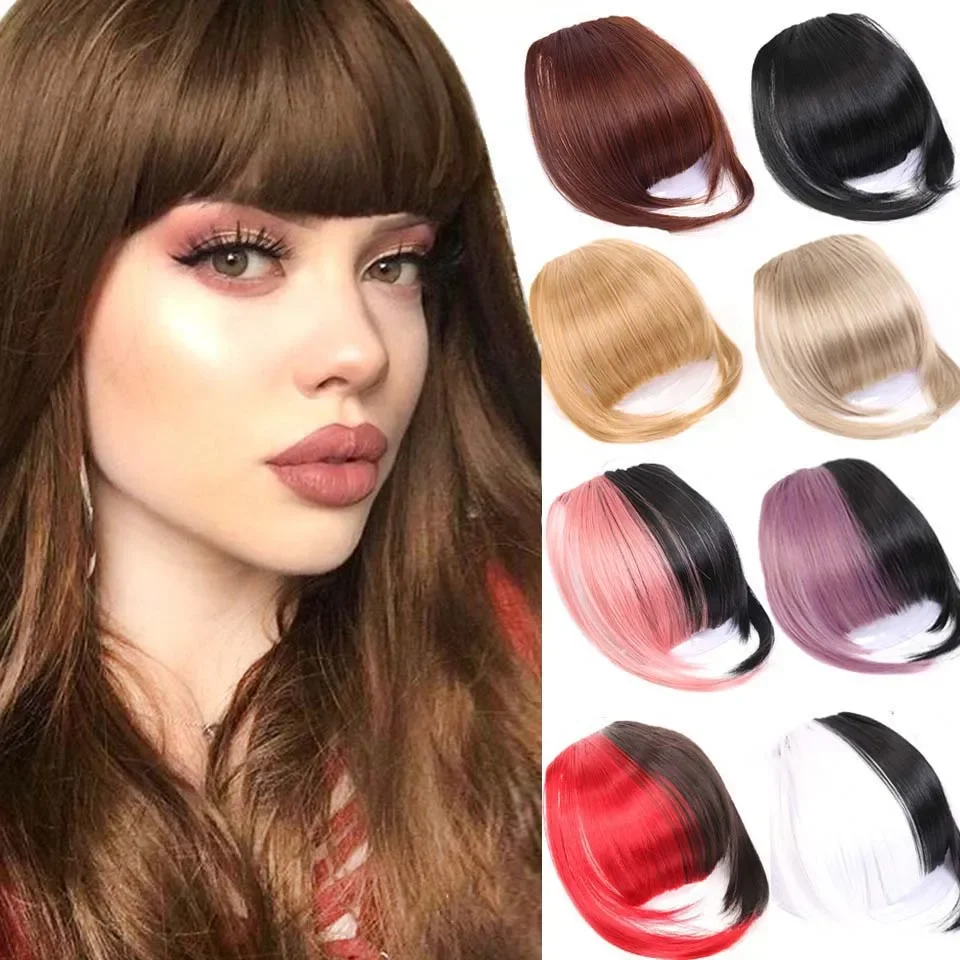 Synthetic Air Bangs Clips In Hair For Women And Traceless Covering The Hairline Heat Resistant French Bangs Hairpieces