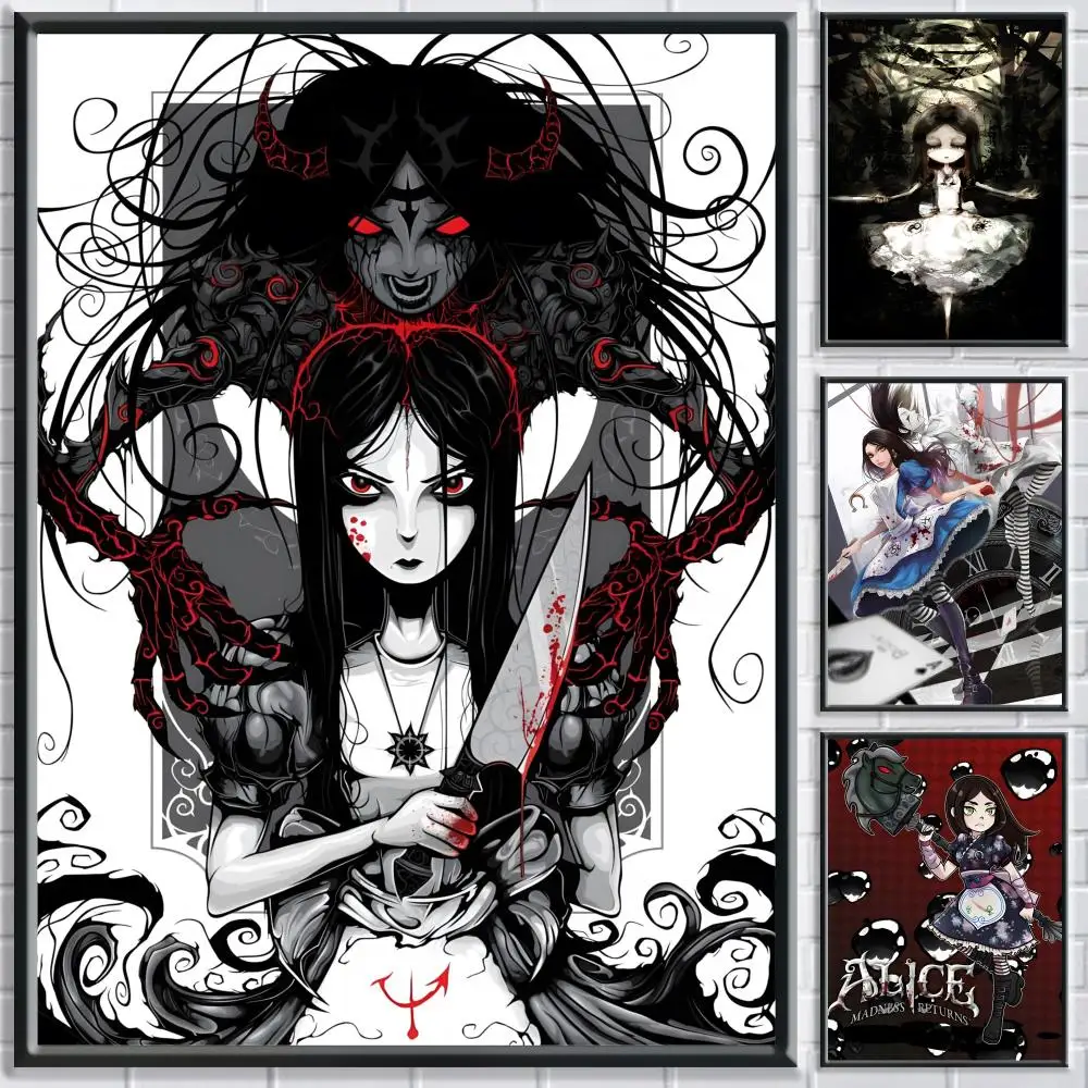 ملصق Alice Madness Returns عالي الدقة ذاتي اللصق مقاوم للماء مثالي للمنزل والمكتب وغرفة النوم هدية رائعة