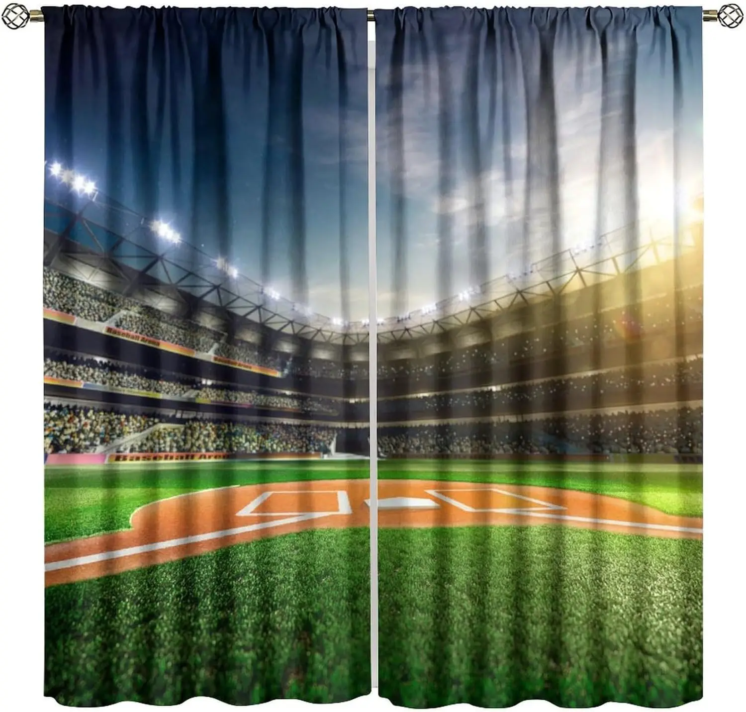Sports Baseball Field Blackout Window Curtains,Baseball Game Stadium Arena Bedroom Decor for Boys Men Teens Child,Sports Ball