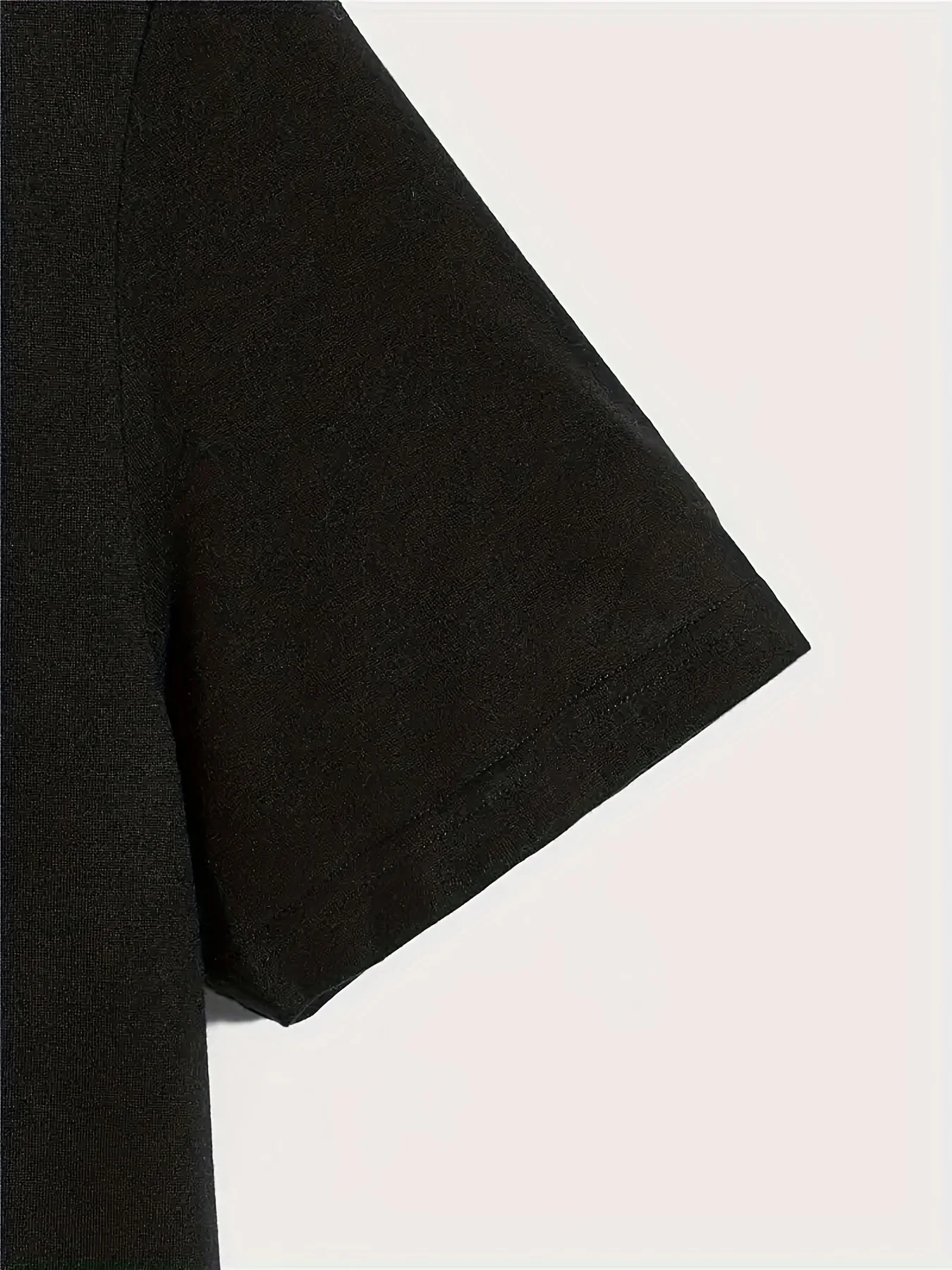 Men's Summer Casual Loose Size 100% Cotton Black Print Round Neck Short Sleeve T-shirt Top image 4