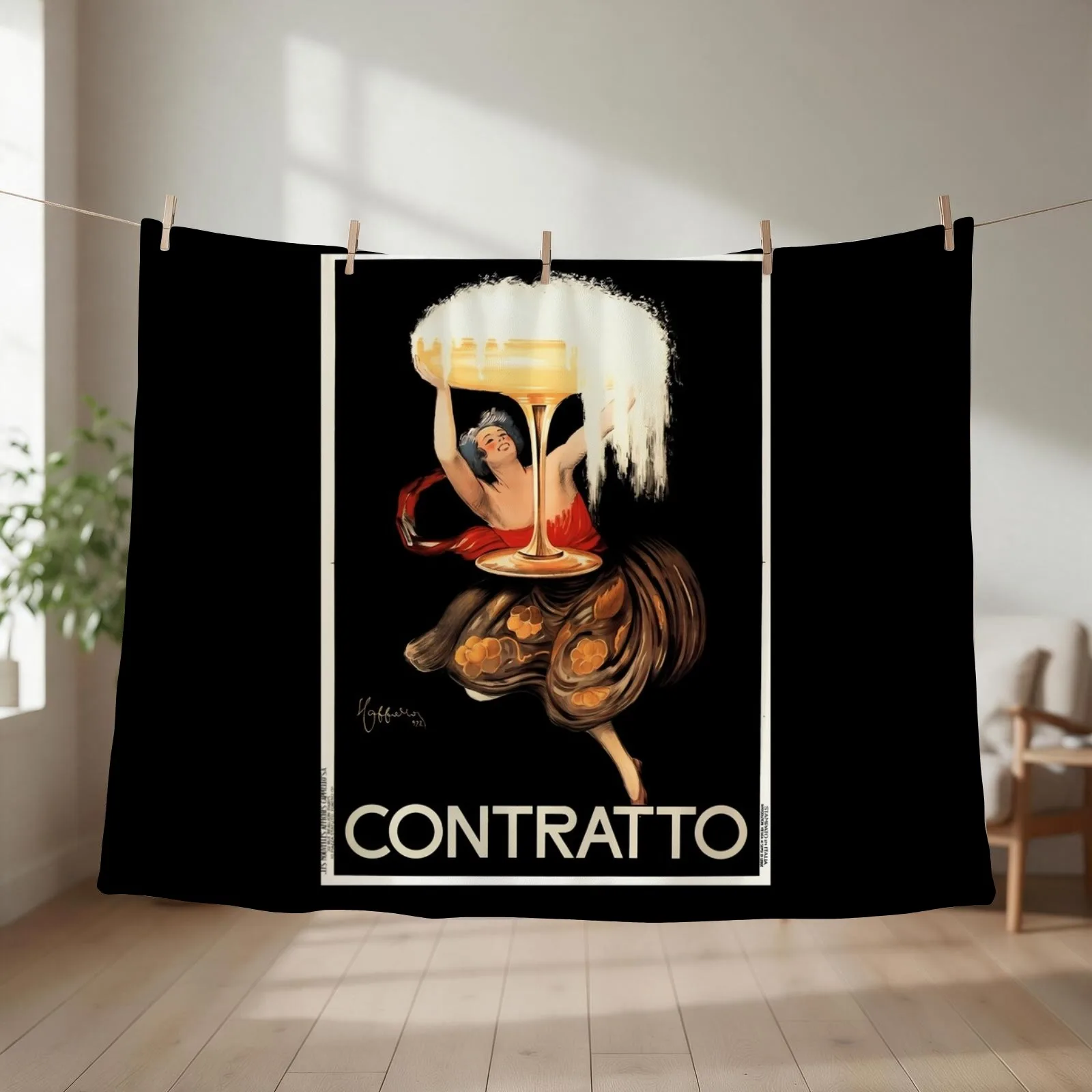 CONTRATTO SPARKLING WINE 1922 Italy Alcohol Advertiset Throw Blanket Retros decorative Camping Decorative Sofas Blankets