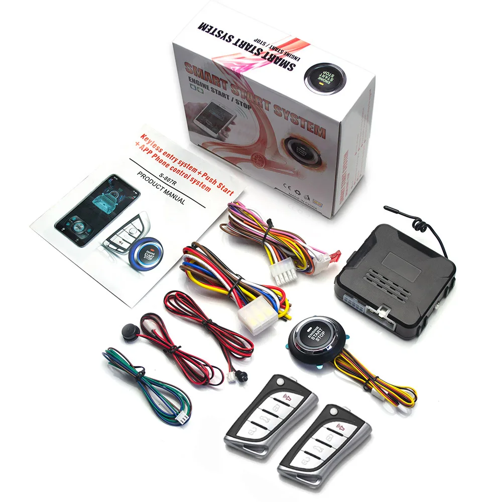 Smart Keyless Entry with Push Start Remote Engine Start Bluetooth APP Trunk Unlock Anti Theft Security System