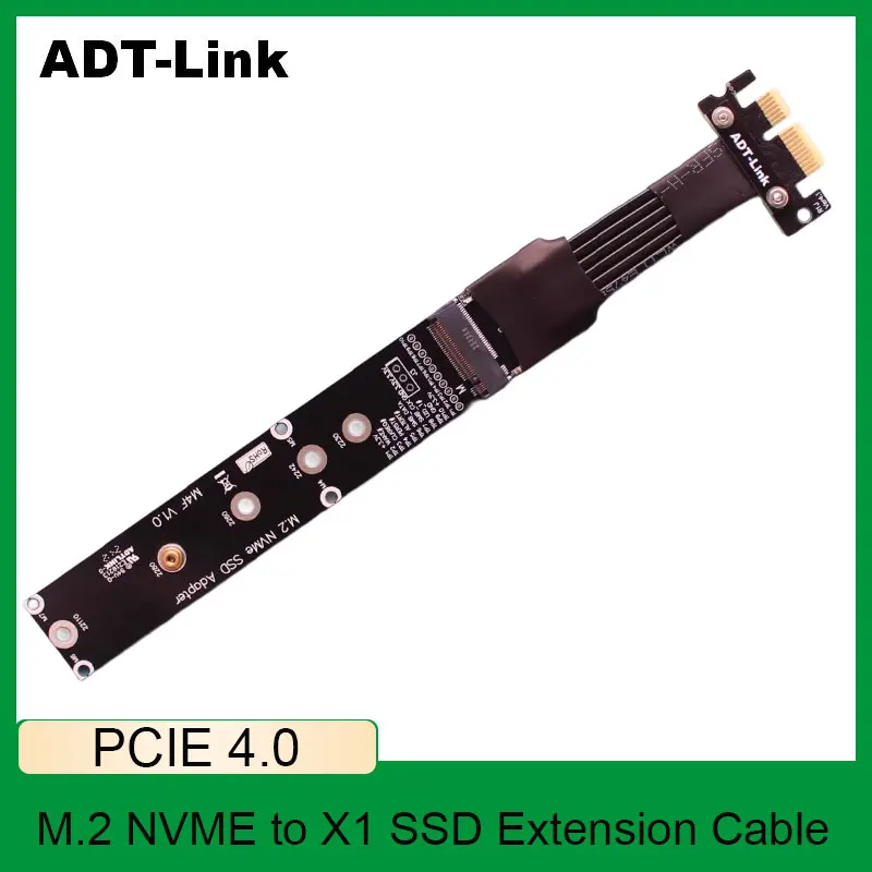 ADT-Link M.2 NVMe to PCIE x1 SSD Adapter M.2 key M Slot to PCI Express 4.0 Gen4 Gen 316G/bps Solid state Drive Extension Cable