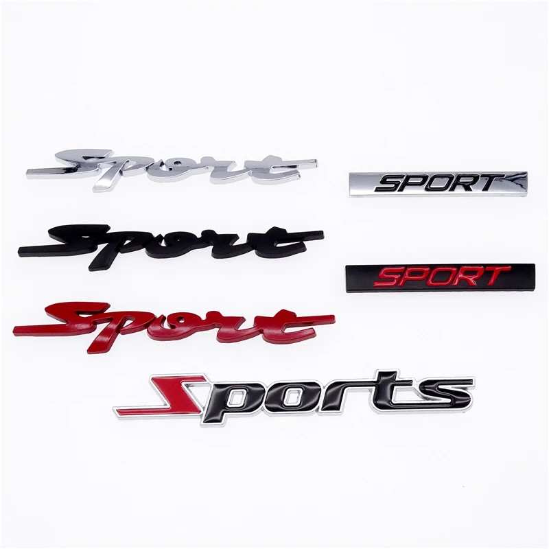 1Pc Car Styling Accessories Waterproof Black Silver Red 3D Chrome Matal Alloy Sport Logo Auto Sticker for Toyota BMW HONDA VW