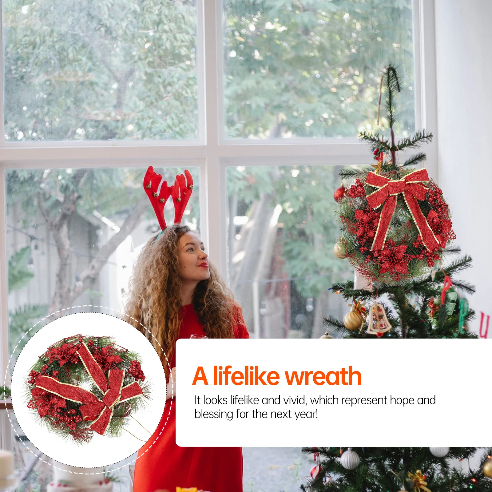 

Christmas Decorative Xmas Wreath Plastic Unique Household Tree Pendant Holiday Door Christmas Wreath Decor Festive Season
