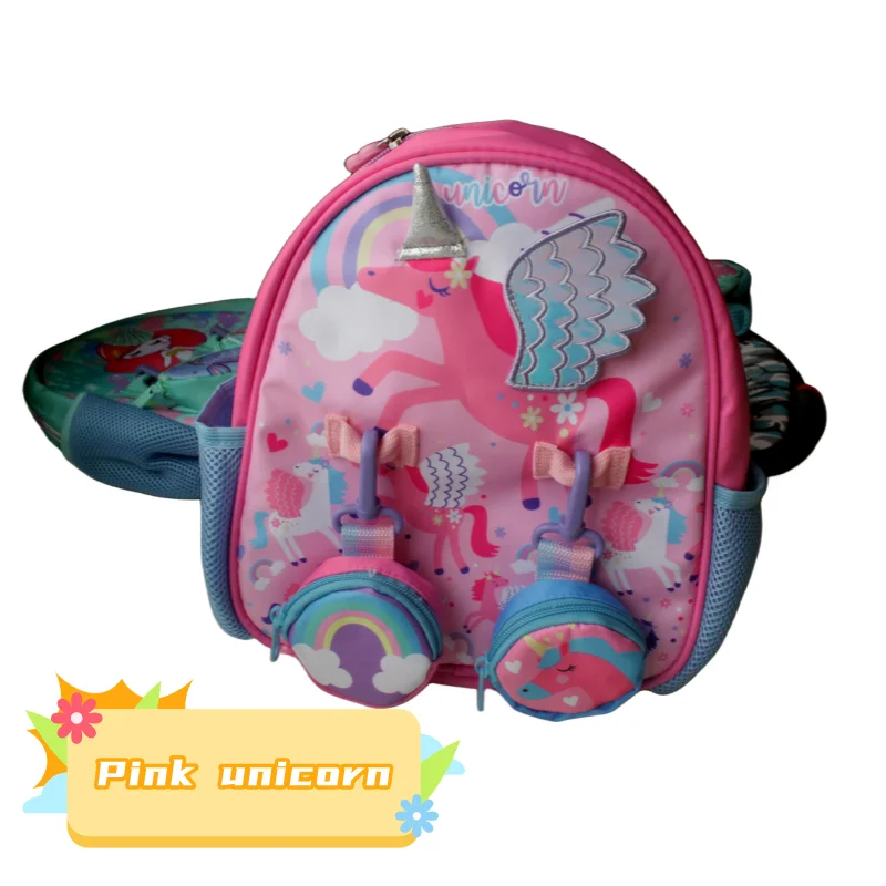 Mochila escolar de dibujos animados para bebés y niños, mochila de doble cartera, regalo para niños, mochila 3D