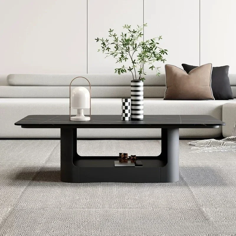 Rectangular rock slab coffee table living room household dining table dual-purpose minimalist coffee table