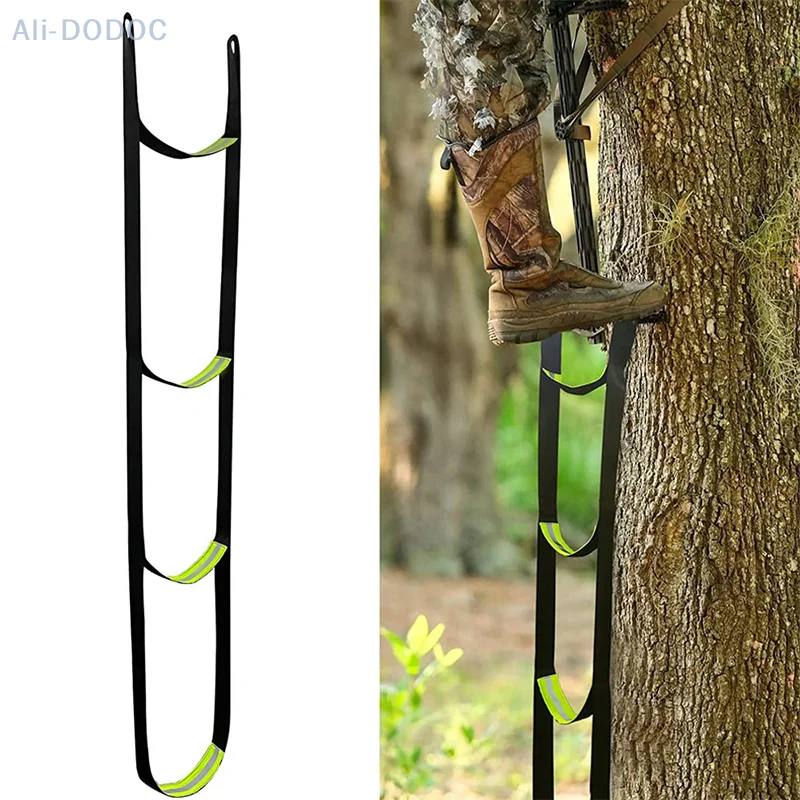 3-Step Climbing Stick Aider With Durable Carabiners, Webbing Hunting Ladders, Tree Stand Steps, Easy-to-use Lightweight Rope