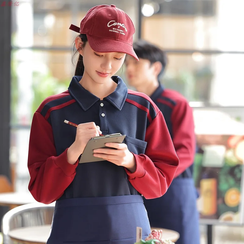 ファストフード店のウェイター、秋の作業服、ケーキ屋、喫茶店、鍋レストラン、ホテル、ケータリング、ミルクティーショップの従業員L