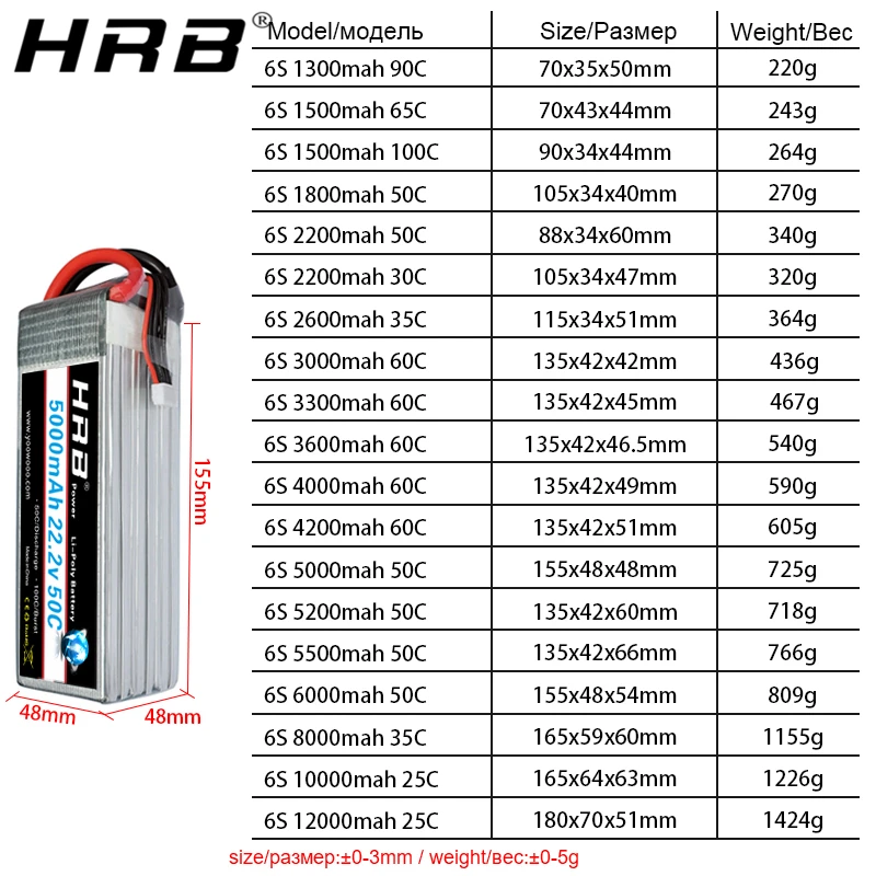 HRB 6S 22.2V بطارية ليبو EC5 2200mah 2600mah 3300mah 4000mah 5000mah 6000mah 8000mah 10000mah 12000mah 16000 22000mah RC أجزاء