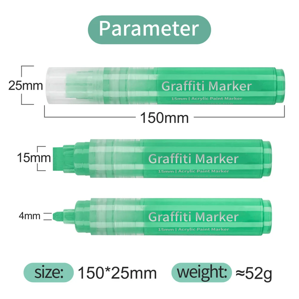 Jumbo Flat Tip Acrylic Paint Markers Water Based Pens For Large Area Painting Illustration Graphic Design Drawing Art