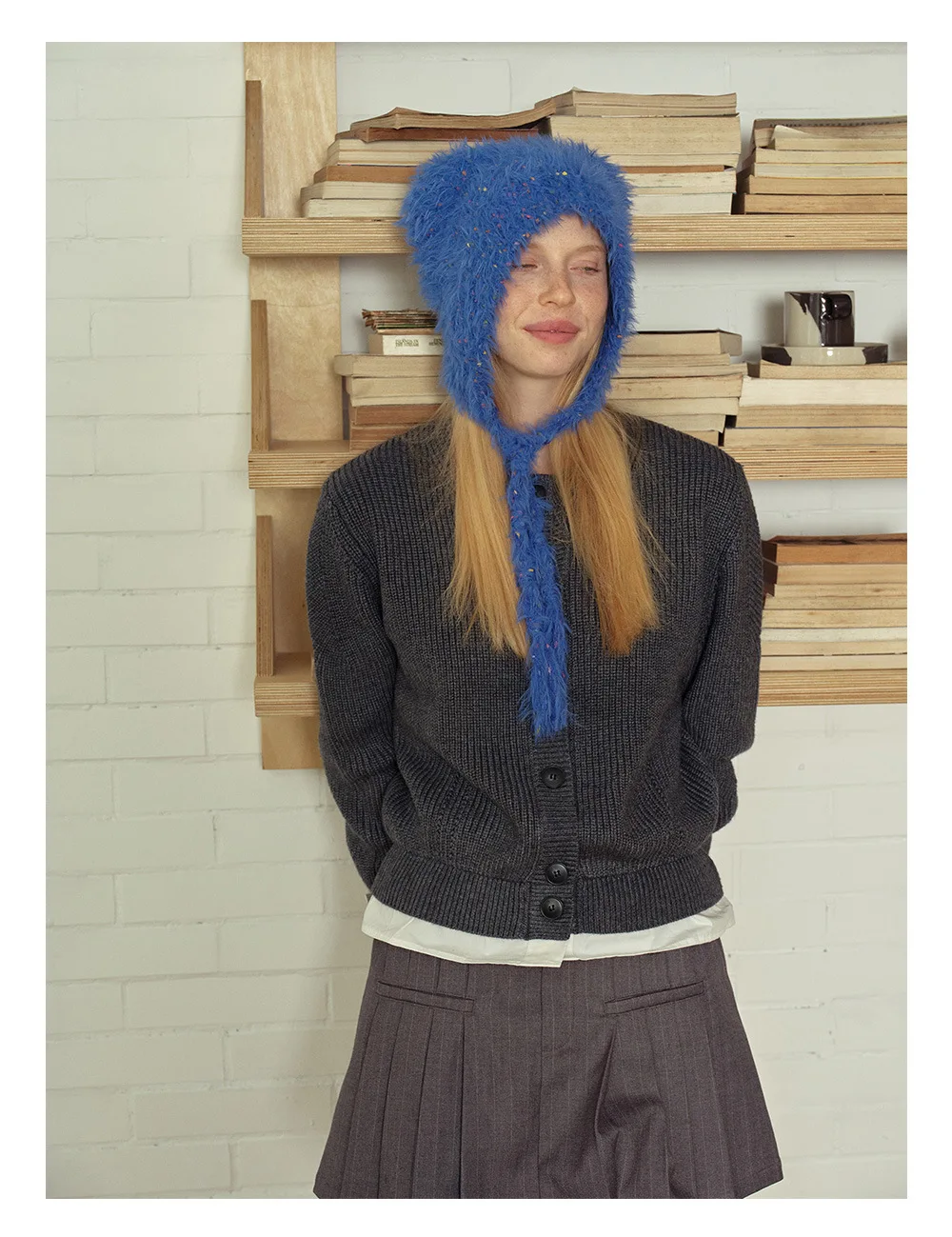 قبعة نسائية شتوية بألوان الدوبامين - قبعة بولكا دوت برباط على شكل دب لطيفة قابلة للسحب، قبعة دافئة للطقس البارد