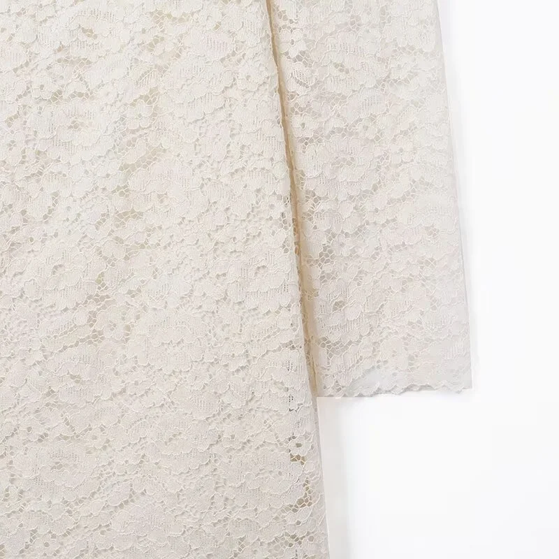 2025 가을 신상품 여성 캐주얼 패션 슬림핏 긴팔 섹시한 백리스 레이스 미니 드레스