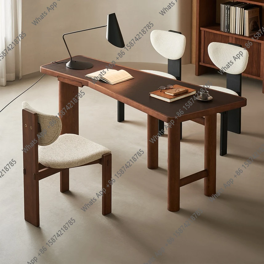 Solid wood desk wabi sabi retro study home antique workbench special-shaped computer desk