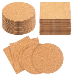 10/20/50PCS Square Round Self-adhesive Cork Coasters Round Wood Dorm Water Cup Cabinet Furniture Mats DIY Backing Sheets Pad