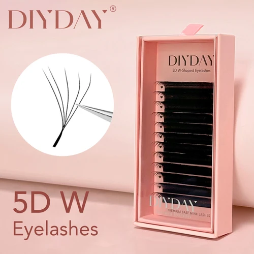 DIYDAY-extensión de pestañas en forma de W 5D, pestañas 5D de volumen, súper suaves, naturales, densas, maquillaje de extensión de pestañas