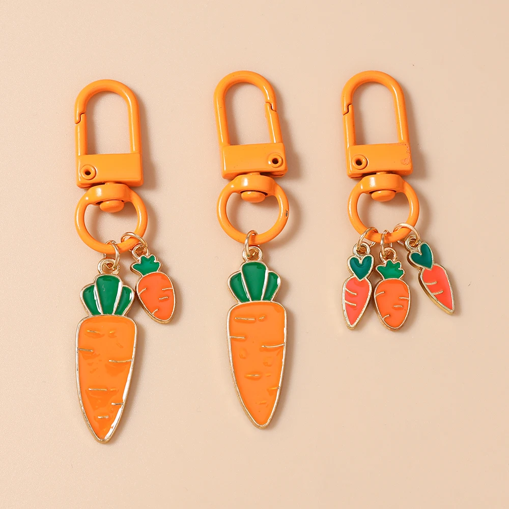 Aihua 3 Stück/Set Niedlicher Karotten-Schlüsselanhänger Lieblicher Karotten-Schlüsselring Anhänger für Frauen Mädchen Handtaschen-Deko DIY Handgemachter Schmuck Geschenke – Detail 5