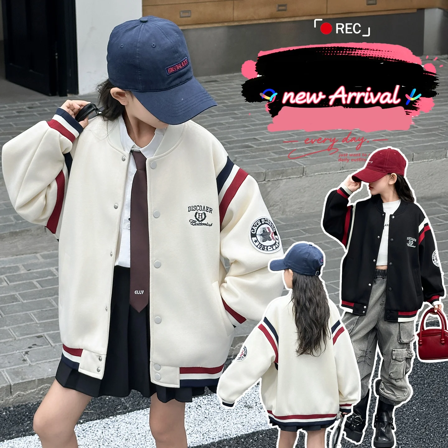 

Kids Baseball Coat Ages 4-14Y Girl Casual Fashion Outfit Toddler Girl Preppy Outwear Child American Style Spring Autumn Jacket
