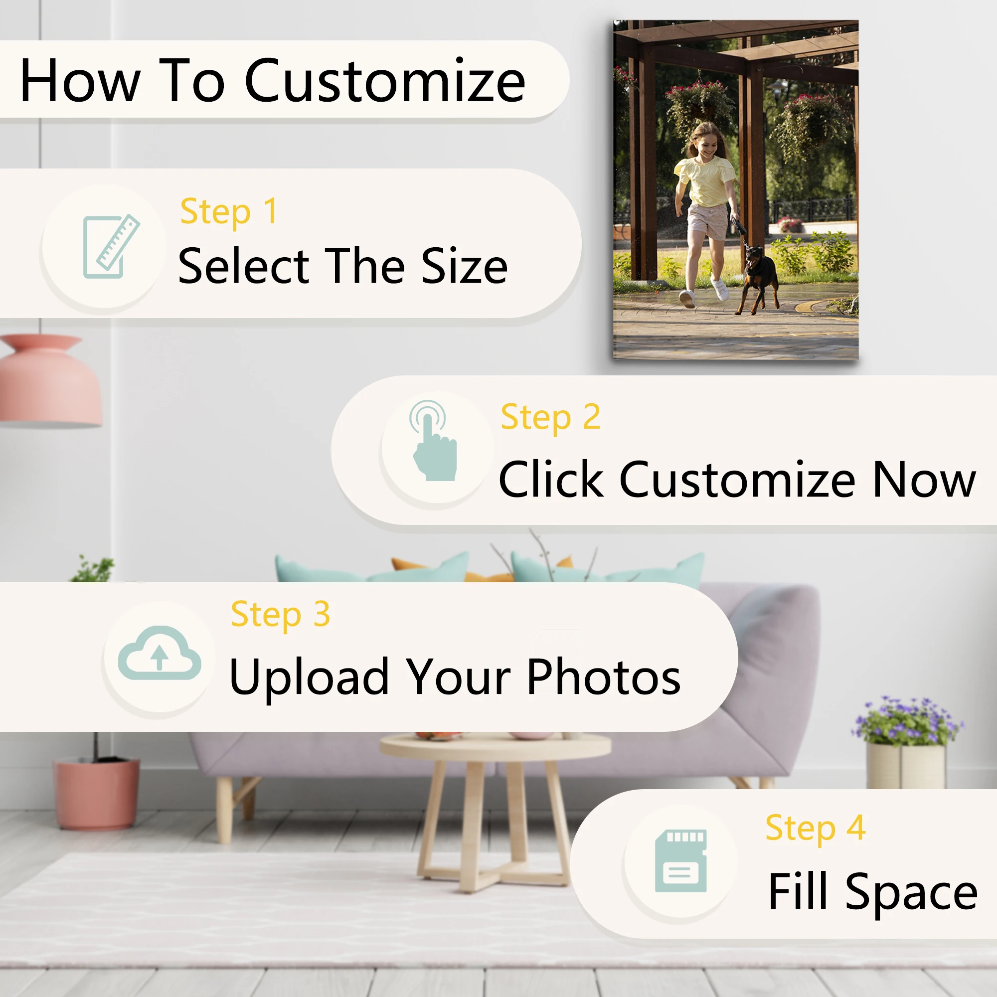 Impresiones de fotos personalizadas, lienzo de pintura, envoltura de ilustraciones de galería personalizada para decoración de impresión de pared