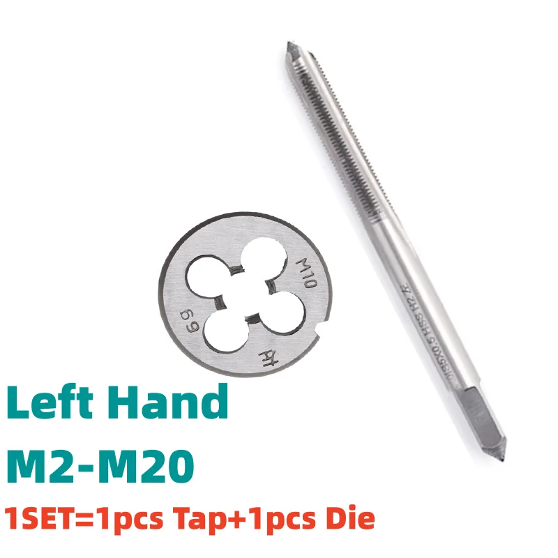 1Set Left Hand Metric Screw Hand Tap and Die Set Fine Thread Dies Taps Suit M2M3M4M5M6M7M8M9M10M11M12-M20 X 3 1 0.75 1.25  2.5 2