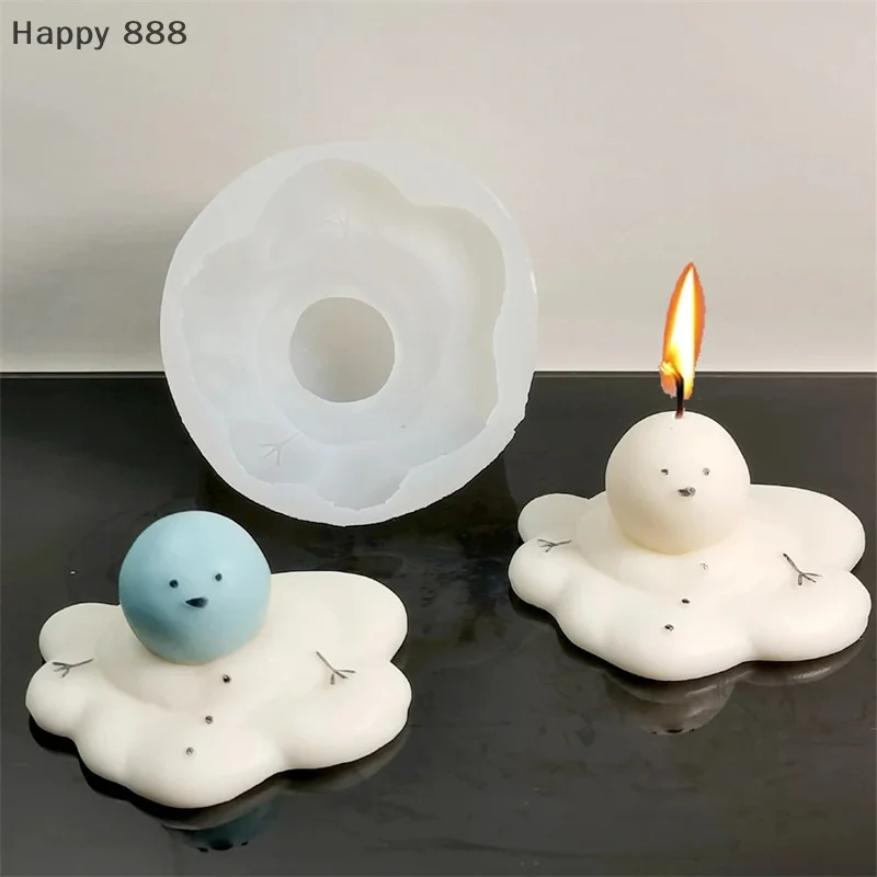 قالب سيليكون لشمعة رجل الثلج، تصميم سحابة كرتونية وشمس، لصنع الصابون، مصنوعات الراتنج، وهدايا عيد الميلاد التي يمكنك صنعها بنفسك #3