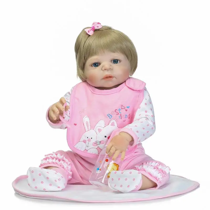 56cm Girls Gender Full Silicone Body Baby Dolls Children Bebe Toys Bonecas Juguetes Brinquedos