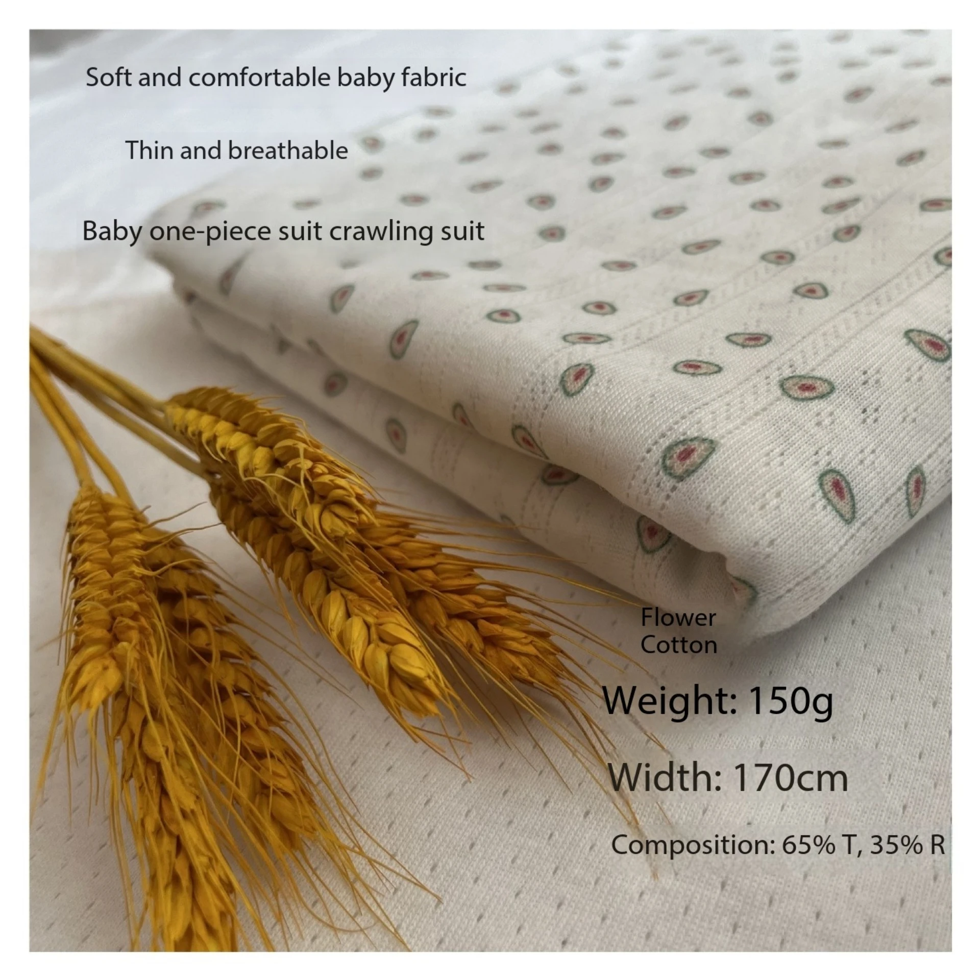 

Soft Stretchy Knit Fabric Small Floral Printed Cotton Blend Jersey Material for Women's Clothing
