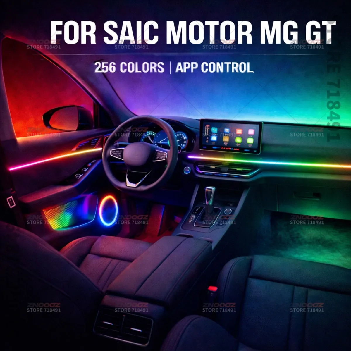22in1 RGB Car Interior Acrylic Car Ambient Lights Hidden Acrylic Strip Decoration Atmosphere Accessories For SAIC Motor MG GT