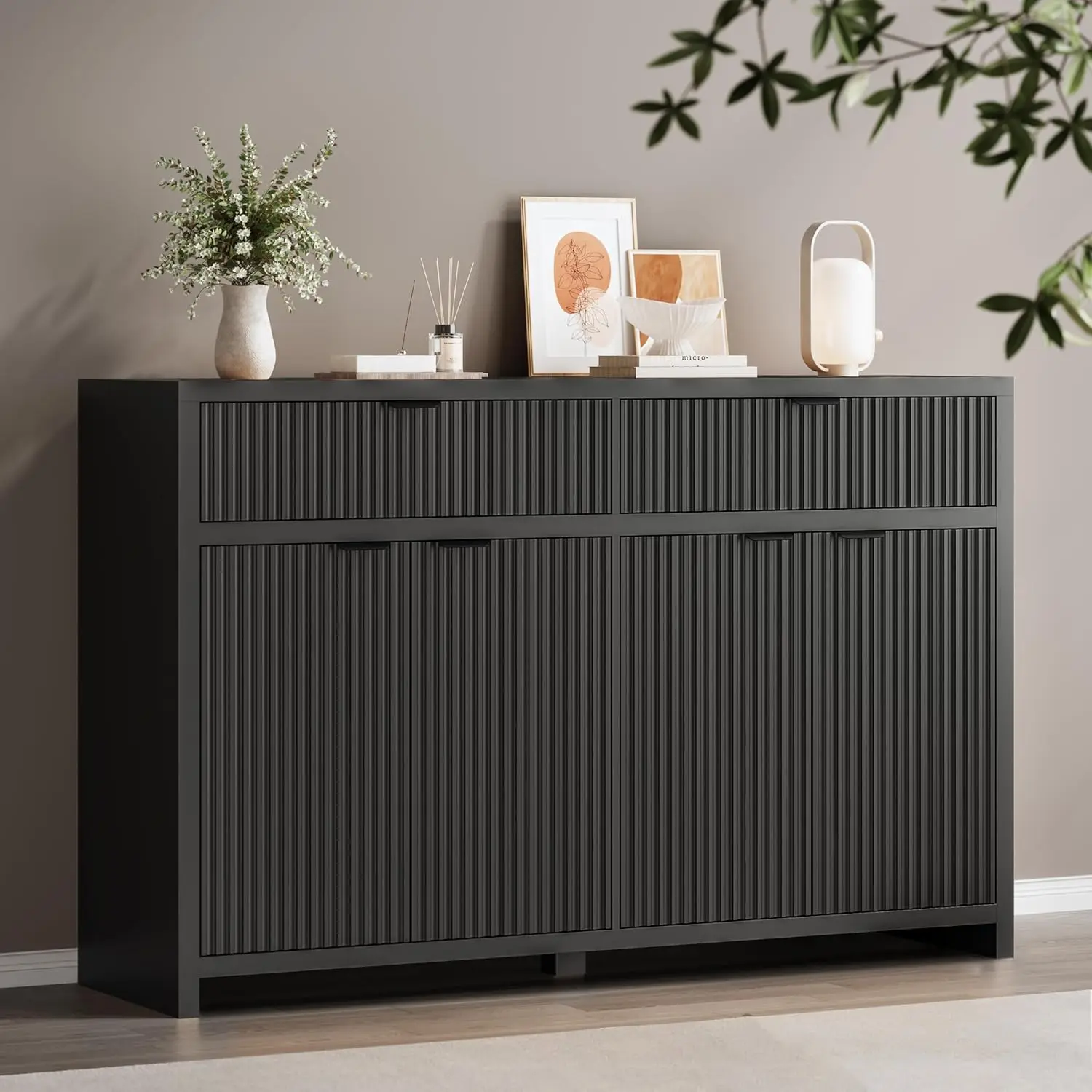 

Slot side buffet cabinet with storage drawers, 55 large accent storage cabinets with doors and adjustable shelves