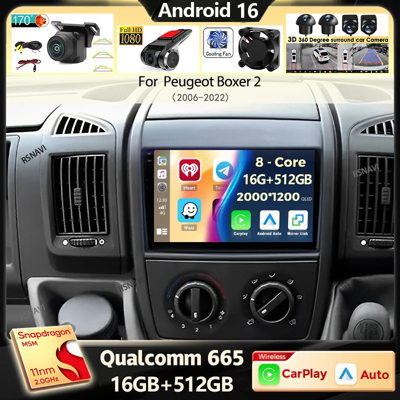 Android 16 Car Radio For Fiat Ducato 3 2006-2022 For Peugeot Boxer 2 2006-2022 For Citroen Jumper 2 2006-2022 Multimedia Stereo