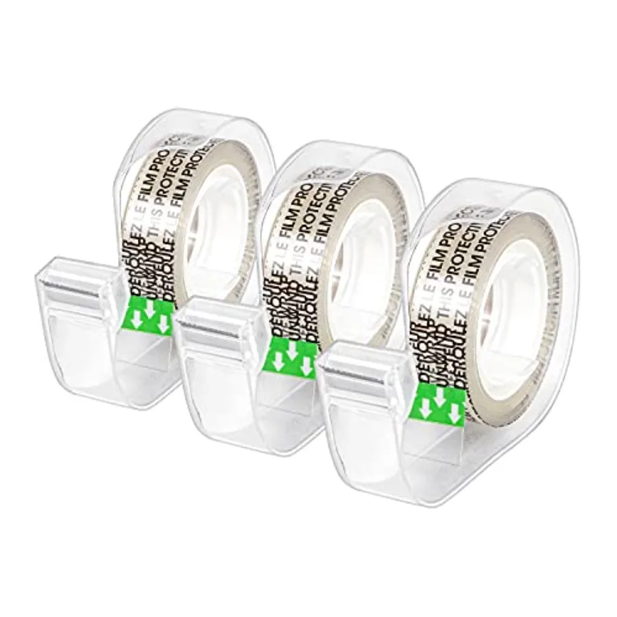 Double Sided Permanent Tape with Dispenser, Narrow Width, 1/2 x 252 inches, Translucent, 3-Pack