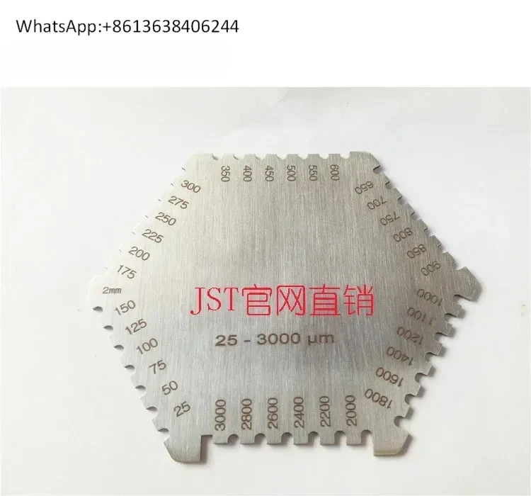 

High precision stainless steel hexagonal wet film comb 25-3000um
