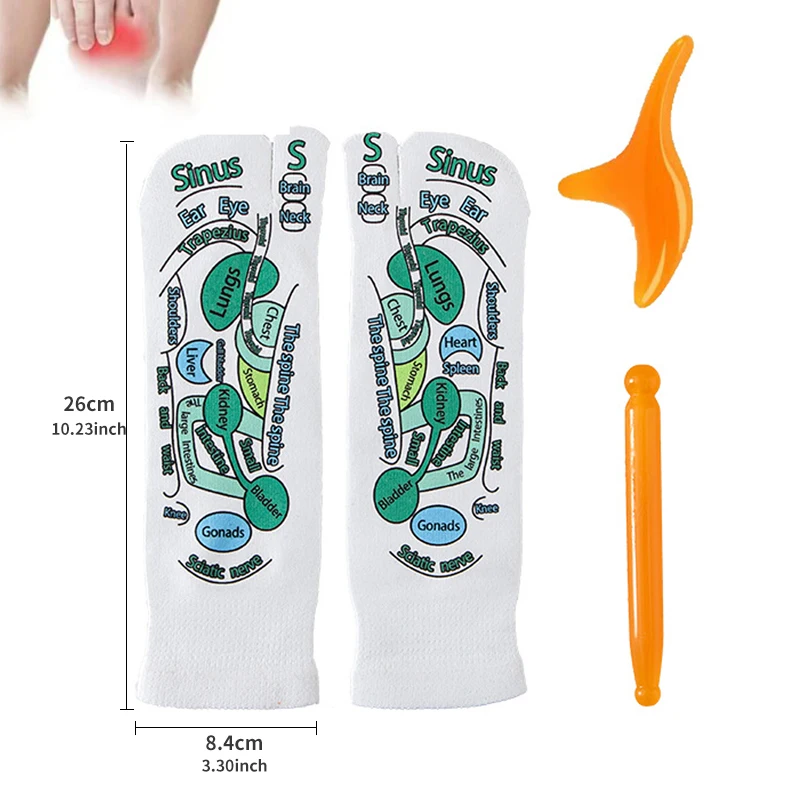 

1/2/3 шт. массажная палочка для ног, носки с пятью пальцами, креативная карта точек акупунктуры носков, прижимной стержень из меридиана для ног