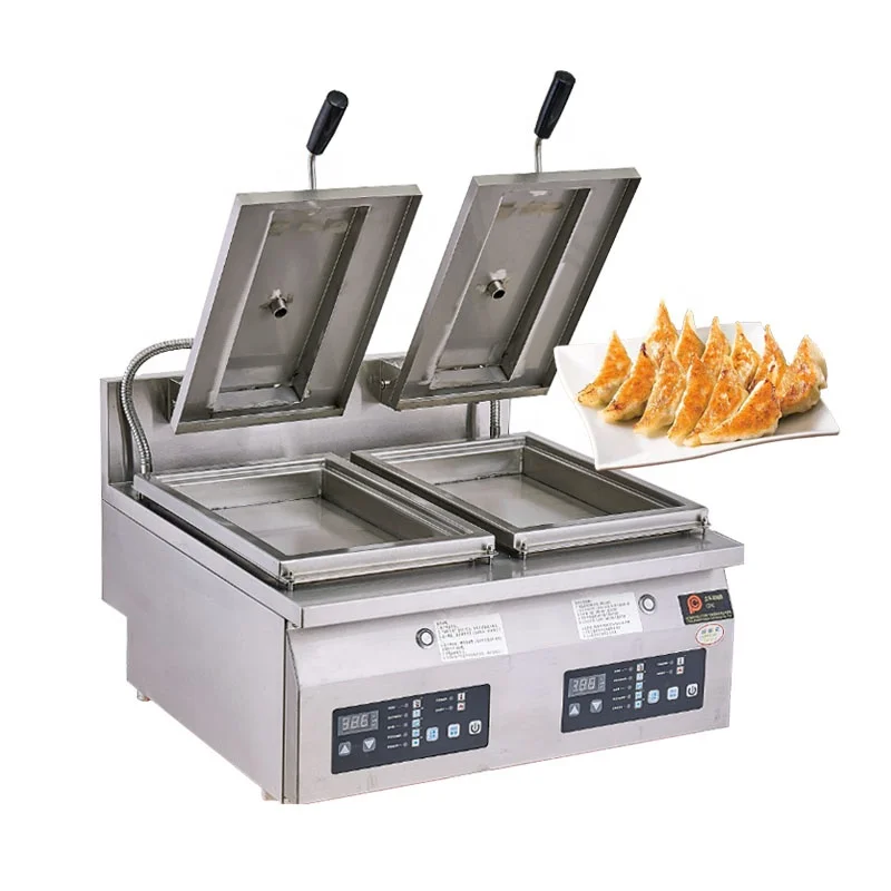 Superior Quality 2-Pan Grilled Dumpling Machine Double-Head Gyoza Electric Fryer