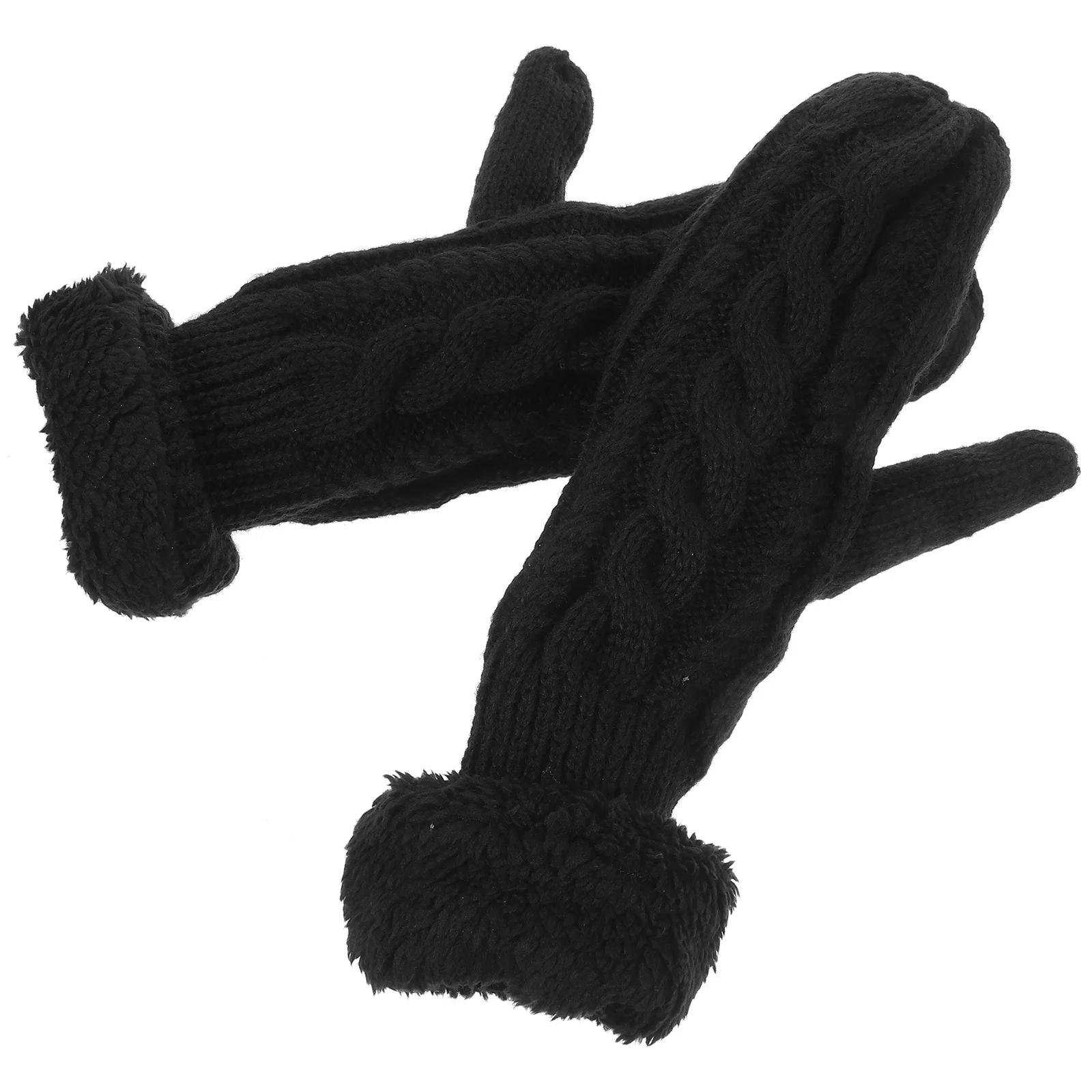 

1Pair Thickened Knitted Gloves Warm Lining Adult Winter Gloves Soft Comfortable Durable Classic Design Elastic Wrist Cuff