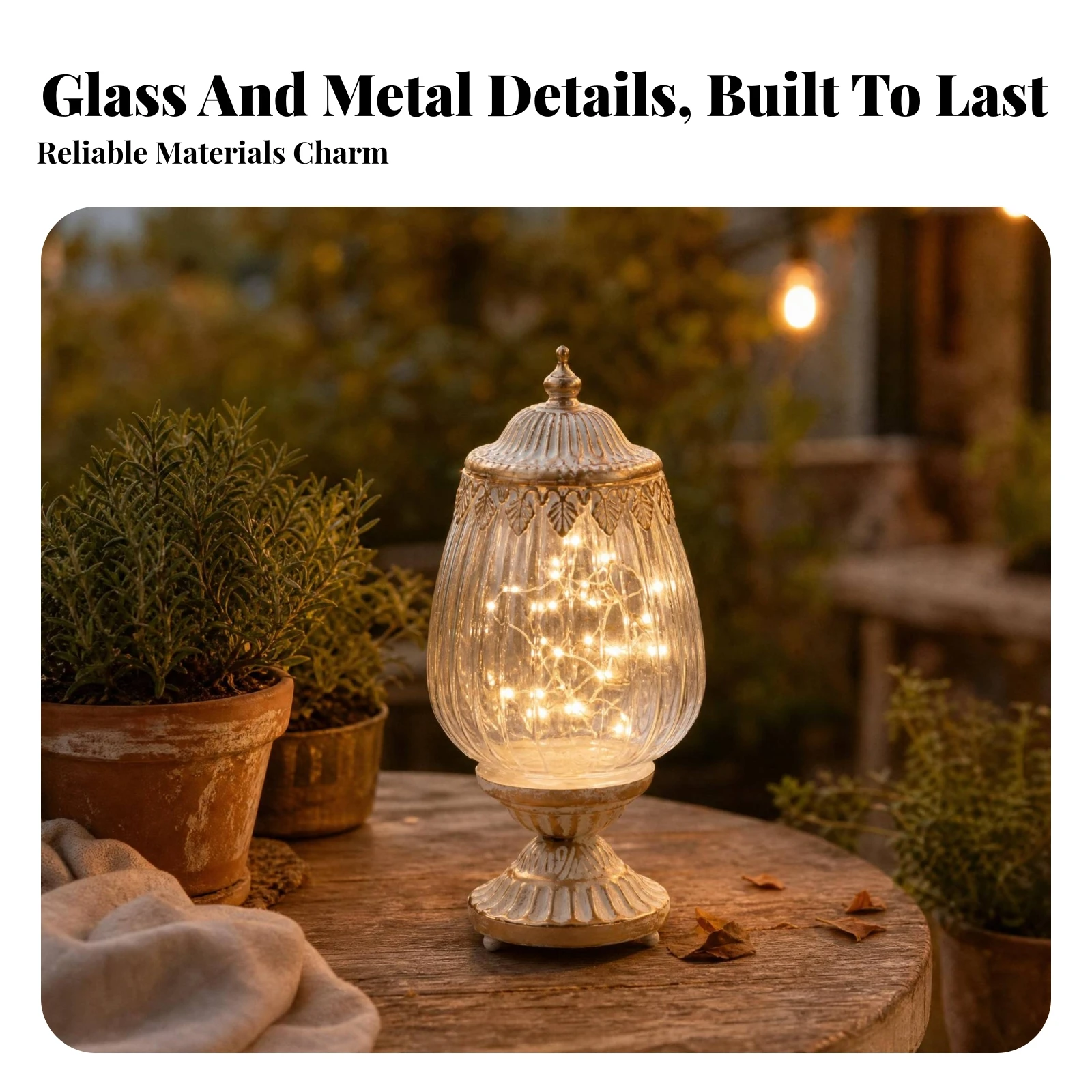Vintage Ribbed Glass Lantern Ornately Detailed Decorative Object for Home Shelf or Tabletop Decor Display Use view 2