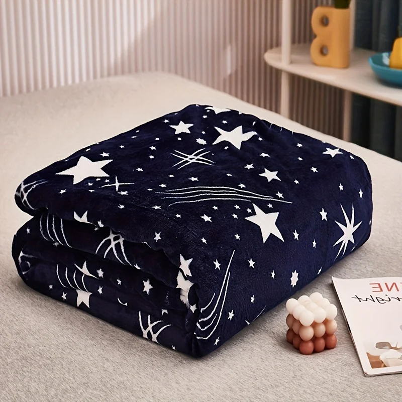 Star Pattern Blanket Flat Print Design Seasonally Versatile Party First Choice Soft Cozy Polyester Throw Blanket