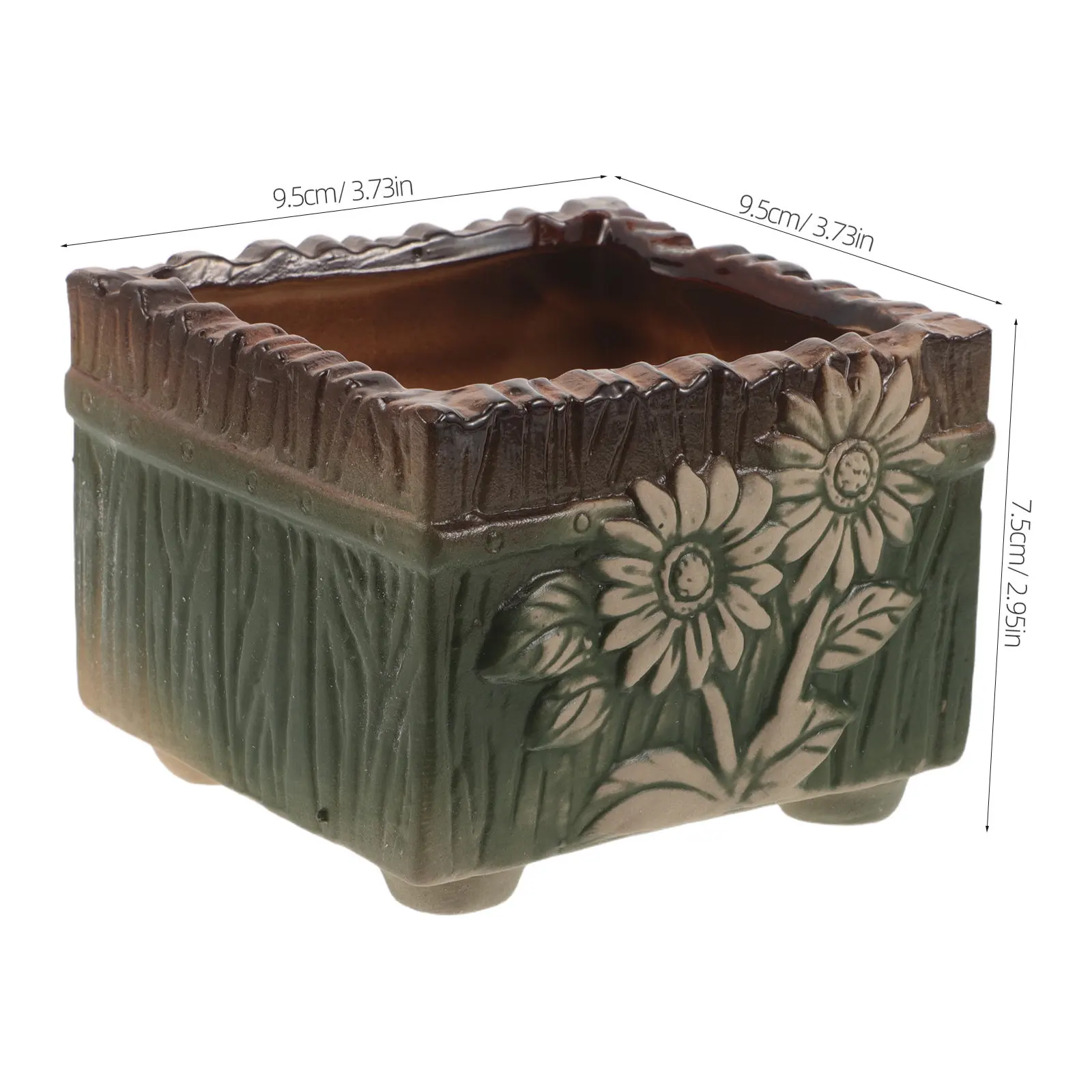 Ceramic Succulent Planter Pot 3 Point 7 Inch Square Mini Flower Pot with Drainage Hole Gradient Matte Glazed