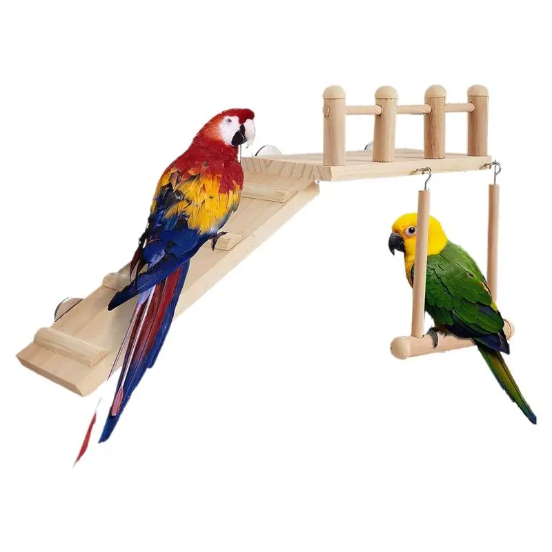 

Bird Play Stand Parakeet Perch Stand Lovebird Cage Ladder Swing Toys For Macaw Cockatiel Wood Parakeet Play Training Perch