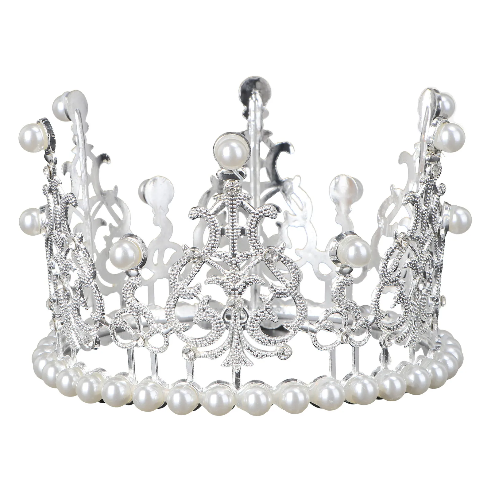 Decoración para Bodas, Diadema con Adorno de Pastel, Adornos de Cumpleaños para Mujer, Centro de Mesa, Adorno para Pastel, Accesorios Plateados, Corona