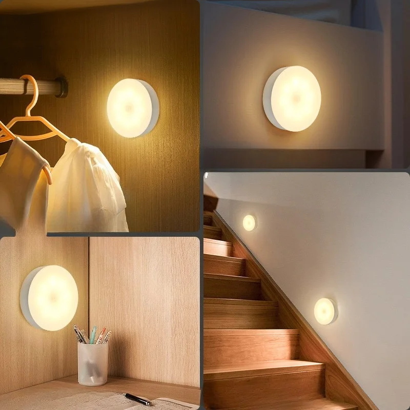 New 1pc Button Style Night Light - Wireless LED Detector Lamp for Bedroom, Staircase, Closet, and Room Decor- view 6