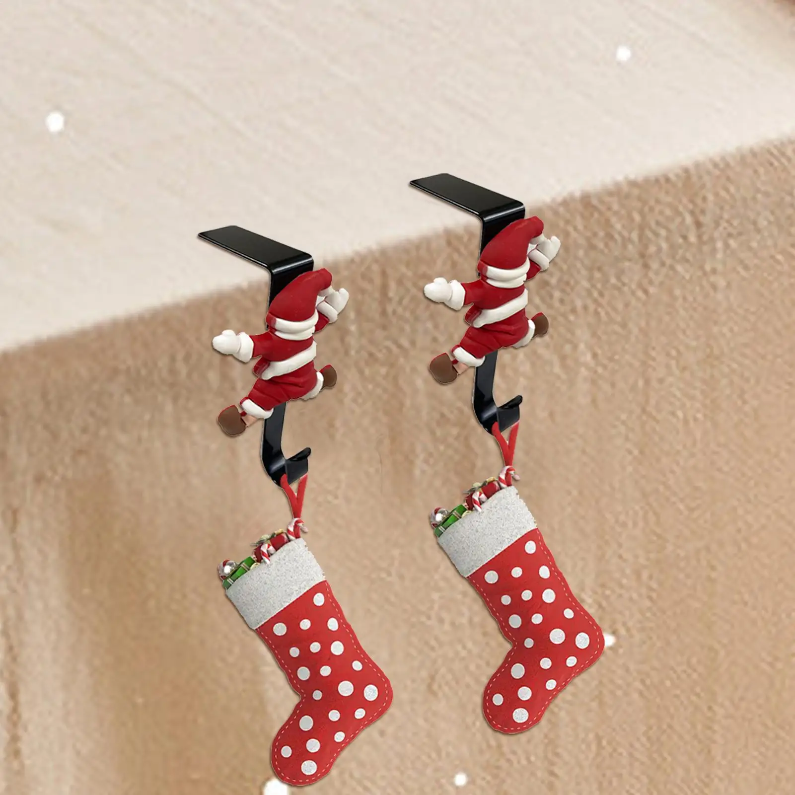 Christmas Stocking Holders For Mantle No Drilling Hooks Christmas Garland Hooks For Wreaths LED Light Strings Small Lanterns